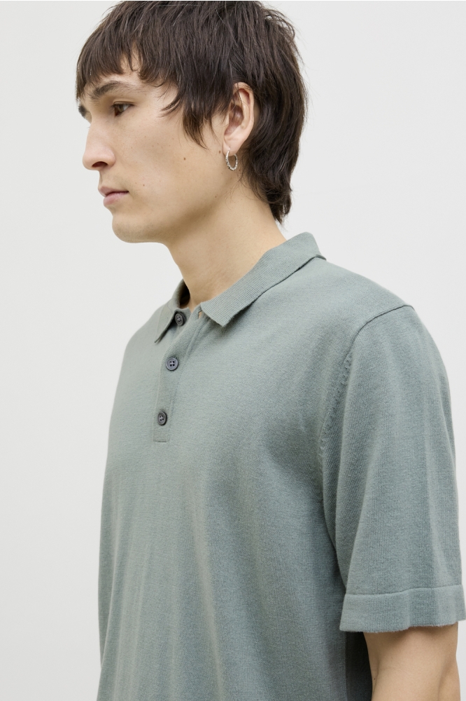 JJEEMIL KNIT RELAXED POLO SS SN 12268216 ICEBERG GREEN